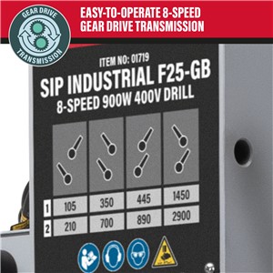 SIP F25-GB 8-Speed 900w Floor Pillar Drill