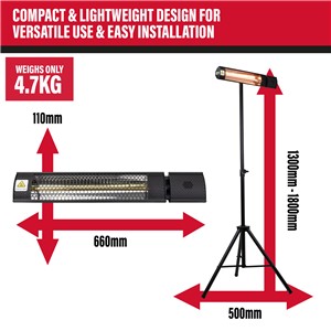 SIP Halogen Infrared Heater w/ Control & Stand